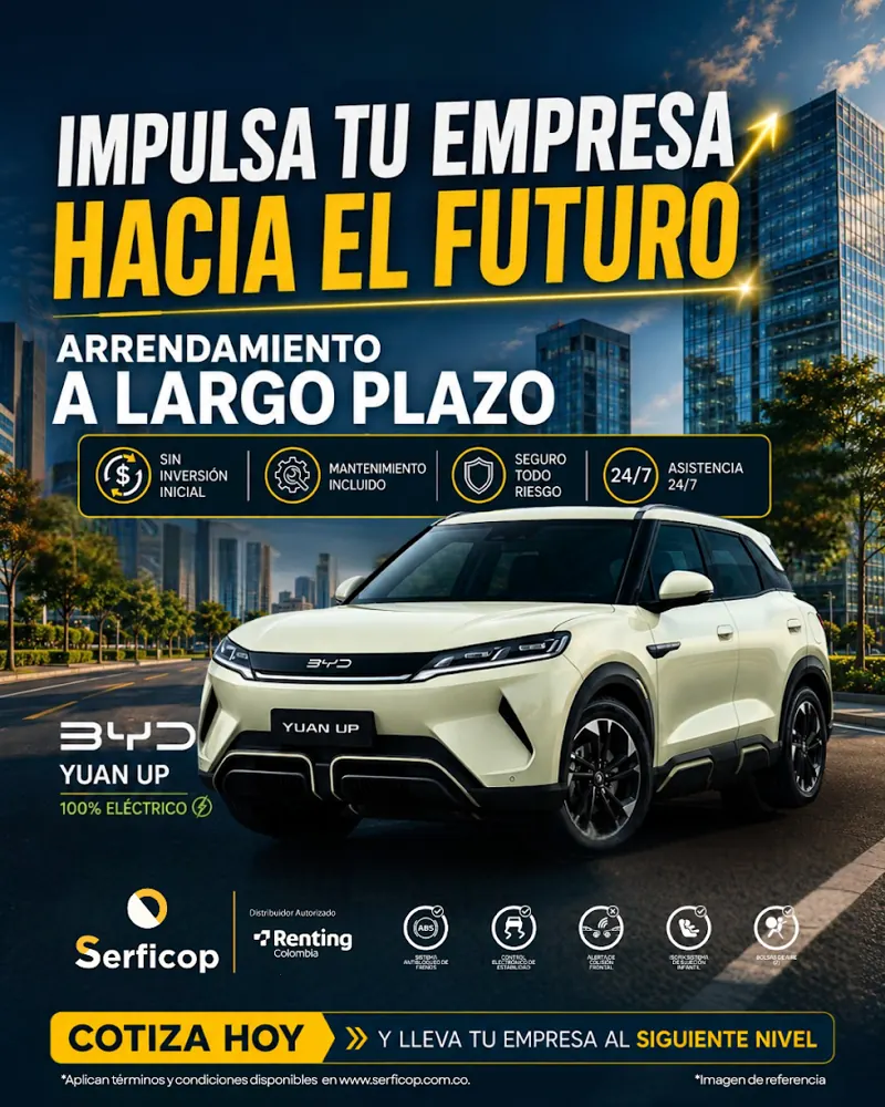 Pieza creada para Serficop: Anuncio de arrendamiento a largo plazo de un vehículo eléctrico para empresas